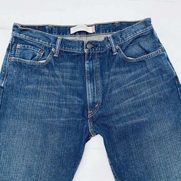 Levis 505 Mens Jeans Regular Straight Fit 38 x 32 Blue Dark Wash 100% Cotton - Picture 6 of 16
